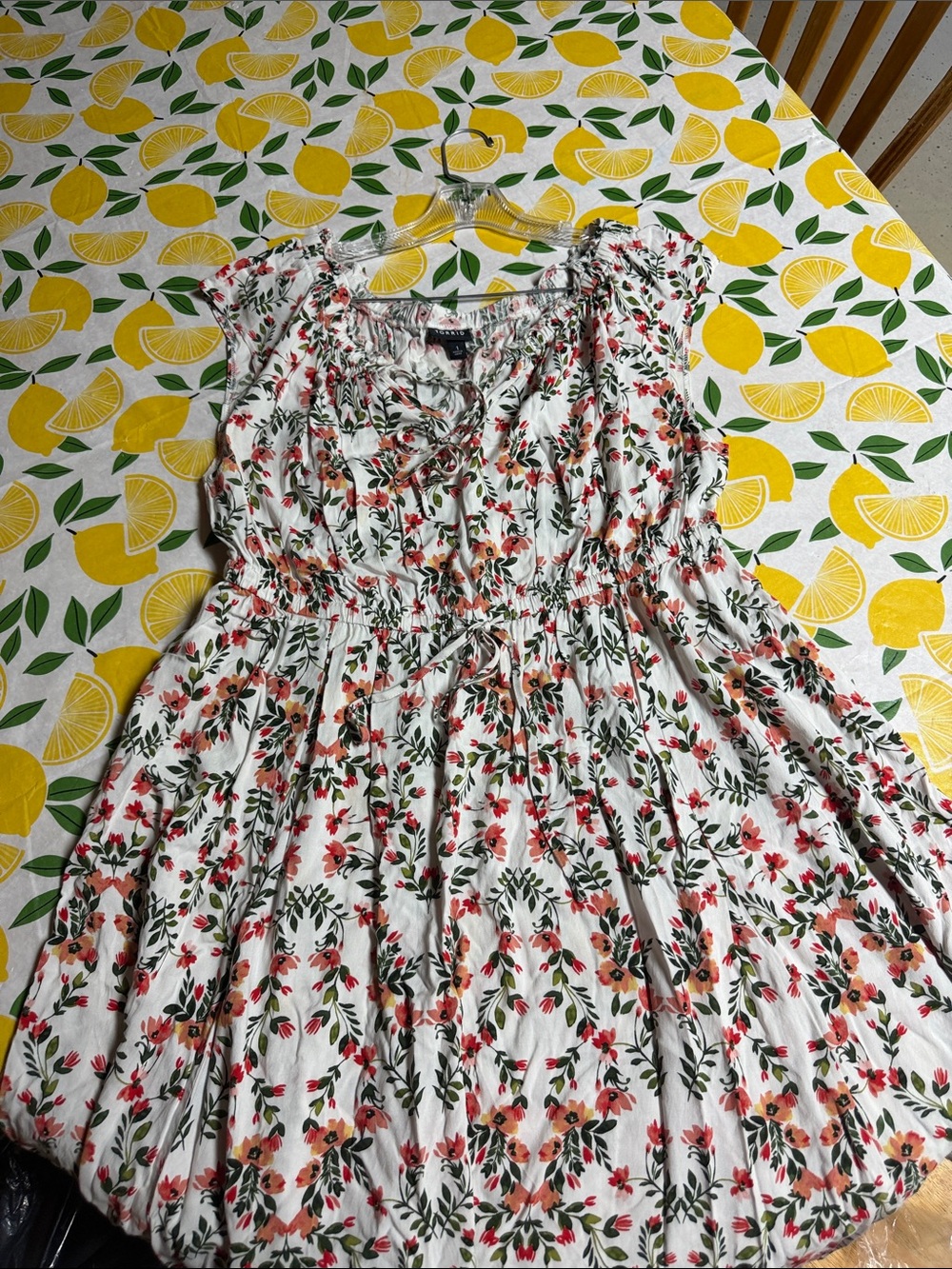 torrid White Floral Subdress  with Pink and Green Print